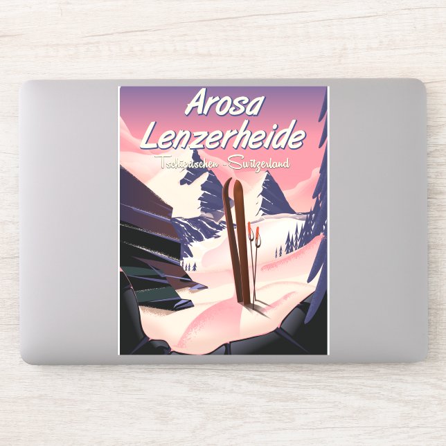 Pegatina Arosa Lenzerheide, poster de esquí de Suiza. (Ordenador)