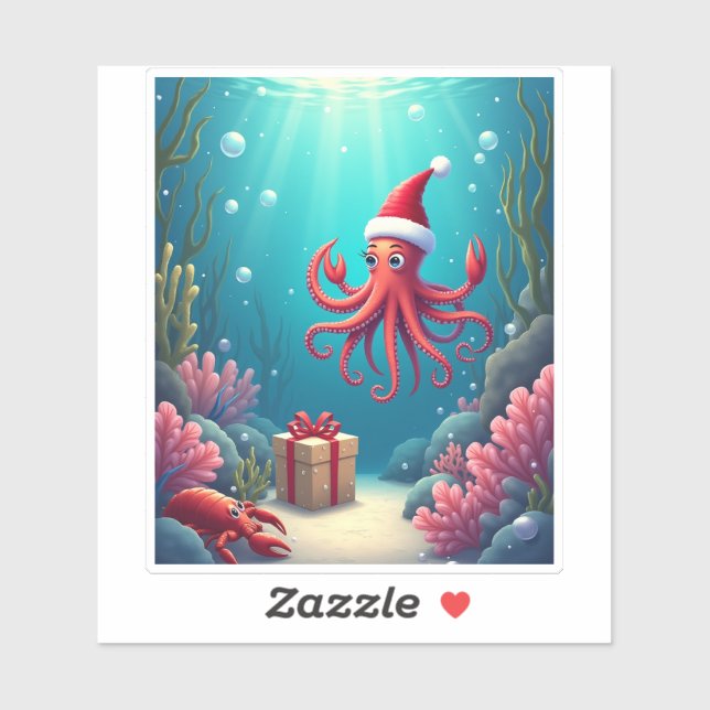 Pegatina Arrecife de coral con navidad (Hoja)