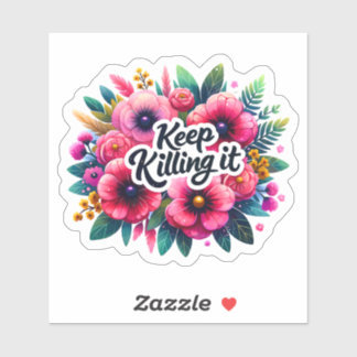 Pegatina Arreglo floral con motivación