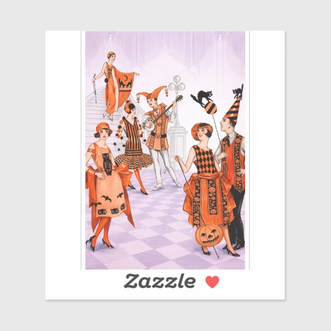 Pegatina Art Deco Halloween Illustration – Vintage 1920s (Hoja)