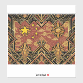 Pegatina Art Deco Heritage Flag | China | Vintage Decal
