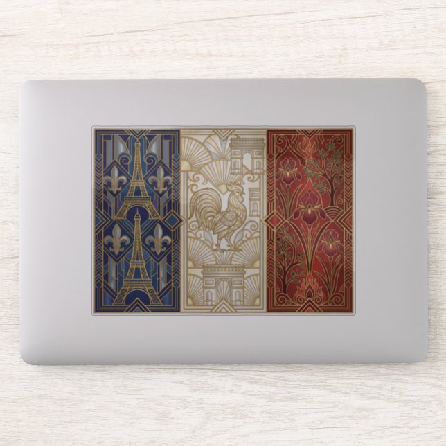 Pegatina Art Deco Heritage Flag | France | Classic Decal (Ordenador)