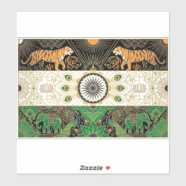 Pegatina Art Deco Heritage Flag | India | Vintage Decal