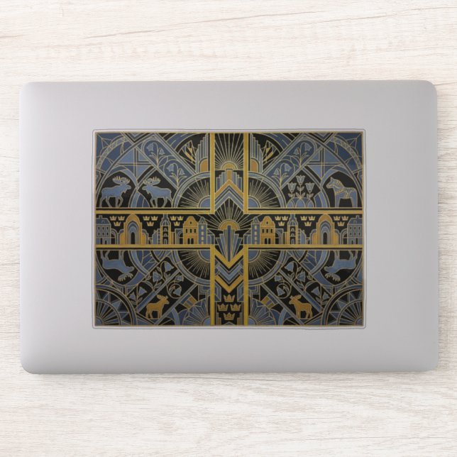 Pegatina Art Deco Heritage Flag | Sweden | 1920s Decal (Ordenador)