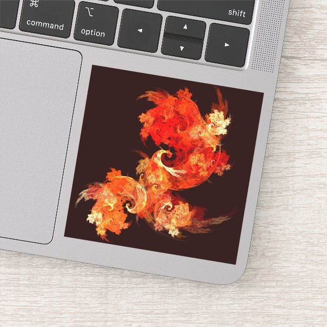 Pegatina Arte abstracto de aves de fuego bailando (Detalle)