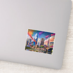 Pegatina Arte abstracto de Cleveland Skyline