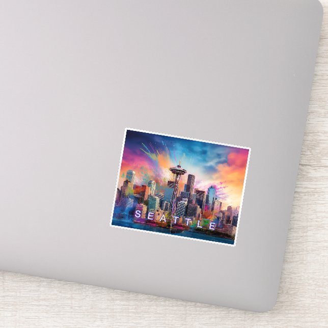 Pegatina Arte abstracto de la línea aérea de Seattle (Detalle)