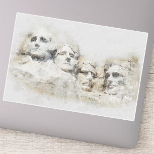 Pegatina Arte acuarela presidencial del Monte Rushmore