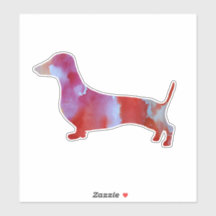 Arte acuático de dachshund rosa