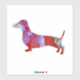 Pegatina Arte acuático de dachshund rosa