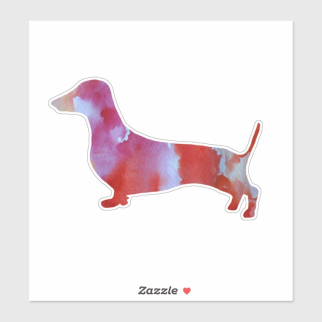 Pegatina Arte acuático de dachshund rosa (Hoja)