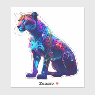Pegatina Arte colorido Neon Cheetah - Gato salvaje brillant