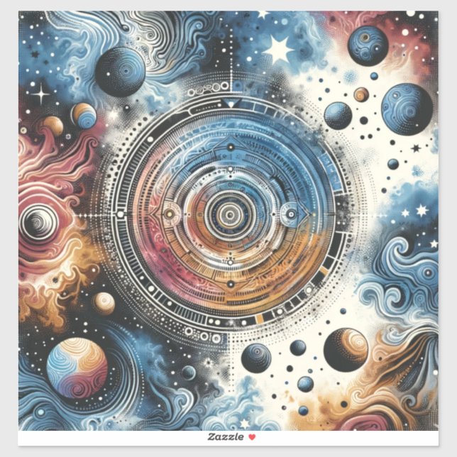 Pegatina Arte cósmico estilo Batik futurista - Diseño espac (Hoja)