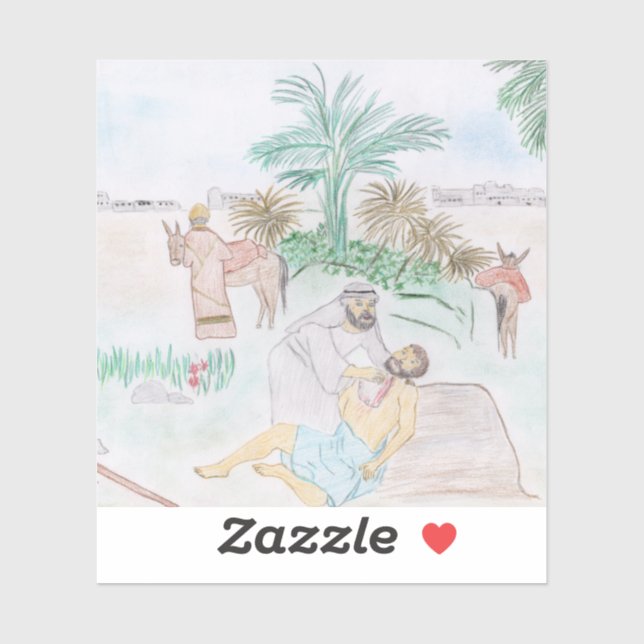 Pegatina Arte cristiano El buen samaritano (Hoja)