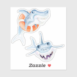 Pegatina Arte cutáneo divertido y caprichoso de tiburones b