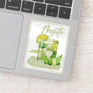 Pegatina Arte de Acuarela de Cóctel Mojito