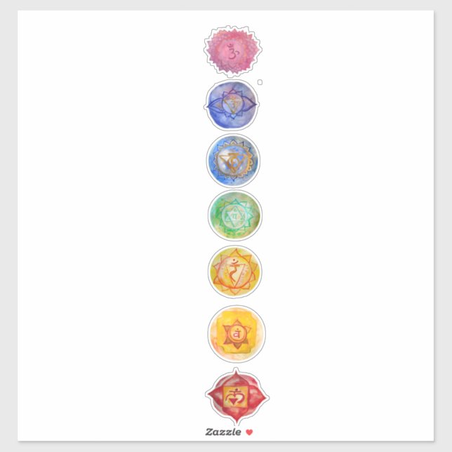 Pegatina Arte de acuarela de los siete chakras (Hoja)