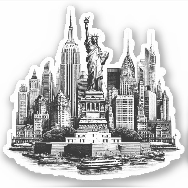 Pegatina Arte de arquitectura de edificios de la ciudad de  (Anverso)