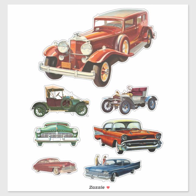 Pegatina Arte de automóviles clásicos de antigüedades vinta (Hoja)