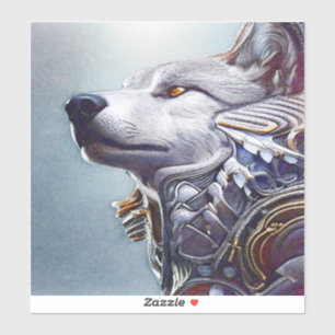 Pegatina Arte De Cabeza De Lobo De Inspiración Vintage - No