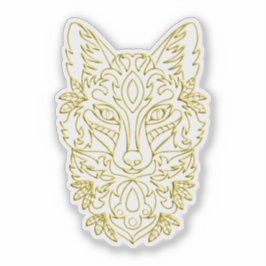 Pegatina Arte de cabeza de lobo en oro