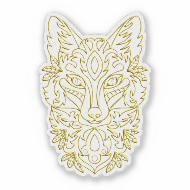 Pegatina Arte de cabeza de lobo en oro (Anverso)