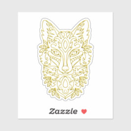 Pegatina Arte de cabeza de lobo en oro
