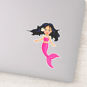 Pegatina Arte de chica de sirena rosa