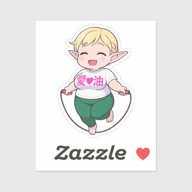 Pegatina Arte de chica elfa Chibi de Erufuda (Hoja)