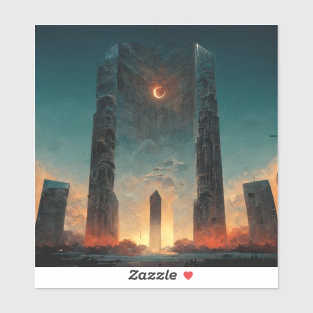 Pegatina Arte de ciencia ficción de Black Gate (Hoja)