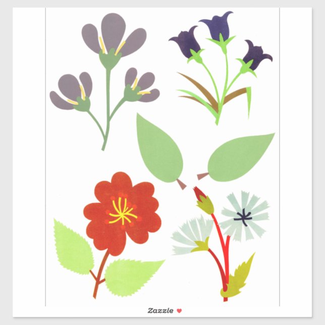 Pegatina Arte de collage de Flores de descomposición (Hoja)
