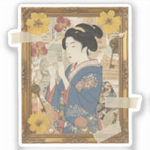 Arte de Collage Ukiyoe Elegante – Belleza Vintage 