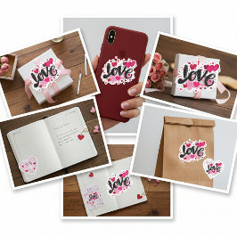 Pegatina Arte de doodle de amor del día de San Valentín