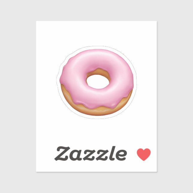 Pegatina Arte de Emoji de donut rosado con escarcha (Hoja)
