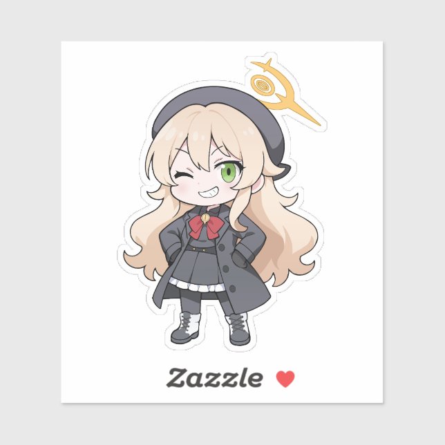 Pegatina Arte de fan de Niyaniya Chibi Blue Archive (Hoja)