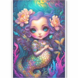 Pegatina Arte de fantasía con sirena