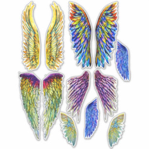 Pegatina arte de fantasía de alas de ángel en acuarela