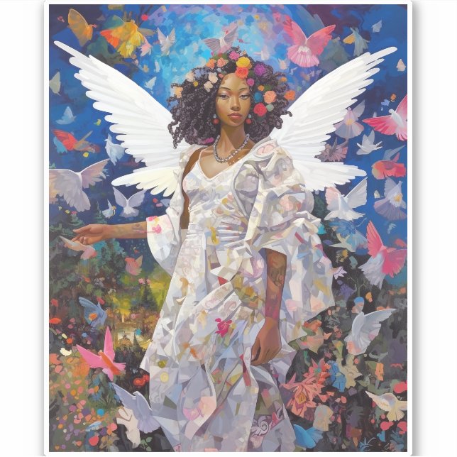 Pegatina Arte de fantasía de ángel negro (Anverso)