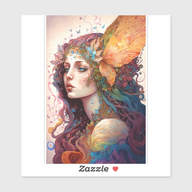 Pegatina Arte de fantasía de diosa arcoiris (Hoja)