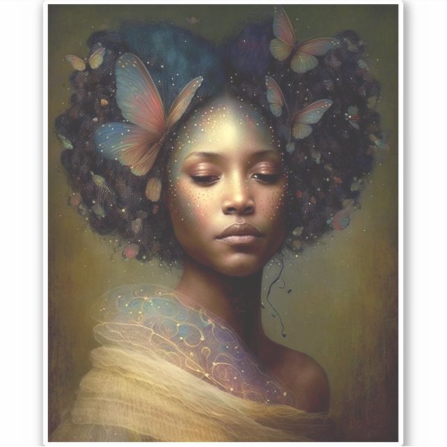 Pegatina Arte de fantasía de diosa negra (Anverso)