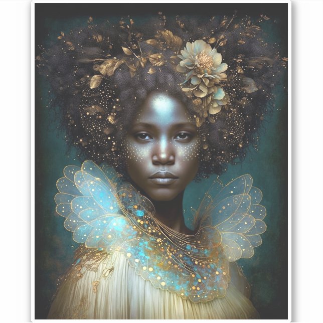 Pegatina Arte de fantasía de diosa negra (Anverso)