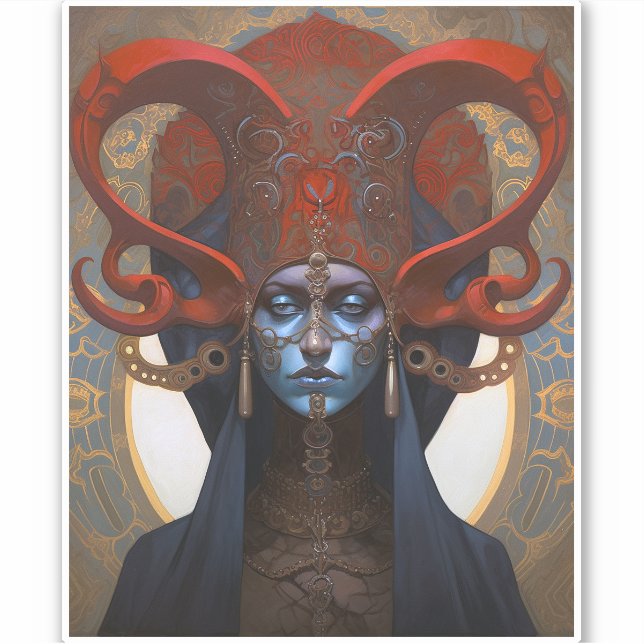Pegatina Arte de fantasía de la diosa reina (Anverso)