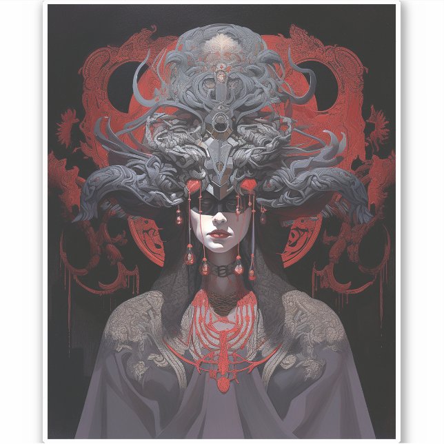 Pegatina Arte de fantasía de la Reina Demonio (Anverso)