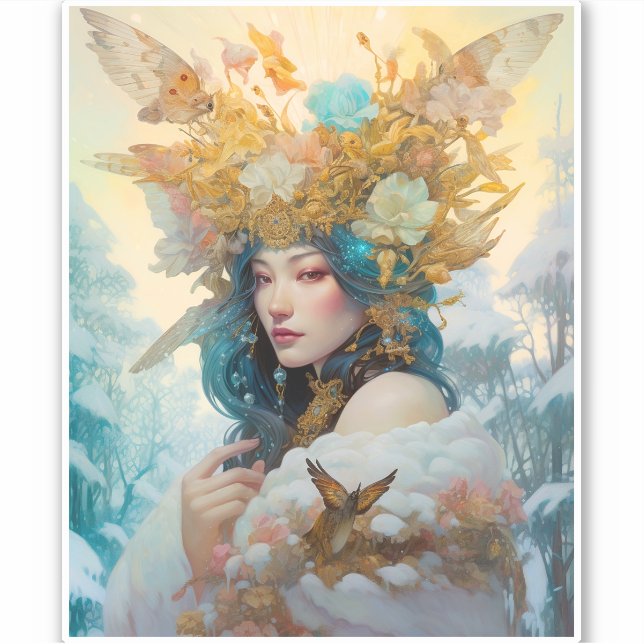 Pegatina Arte de fantasía de reina de la nieve (Anverso)