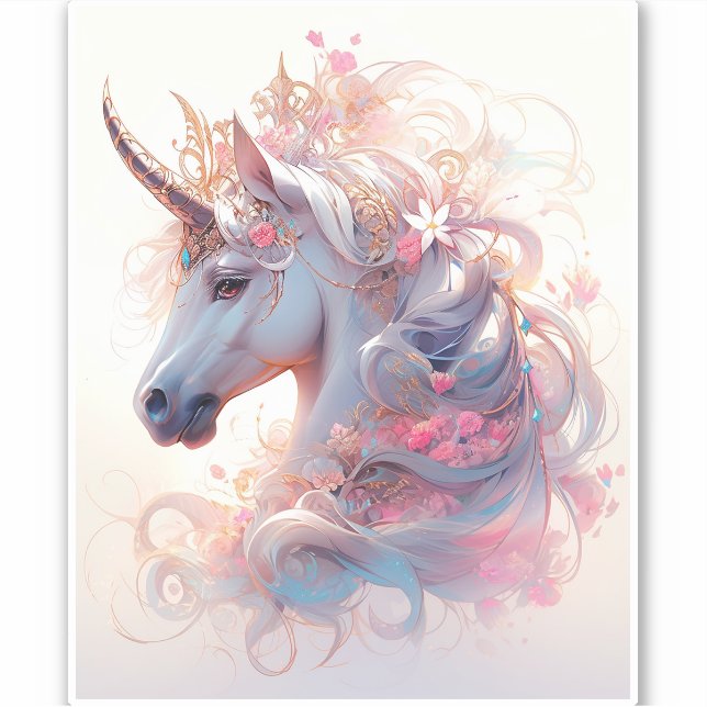 Pegatina Arte de fantasía de Unicorn (Anverso)