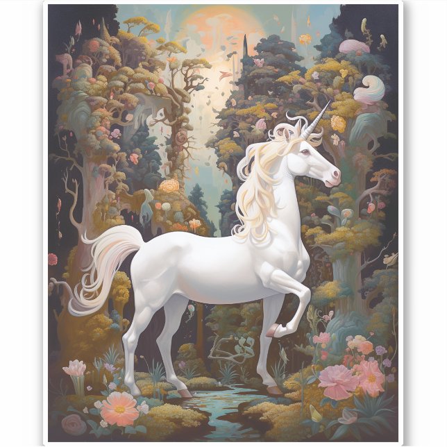 Pegatina Arte de fantasía de Unicorn (Anverso)