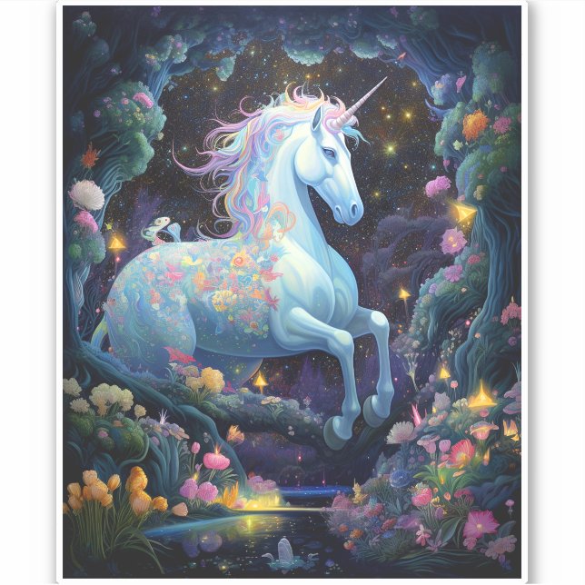 Pegatina Arte de fantasía de Unicorn (Anverso)