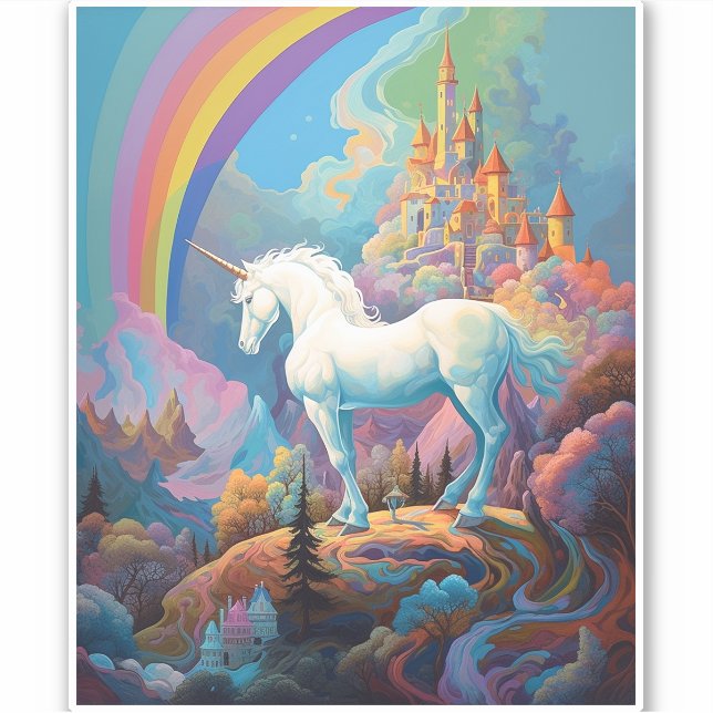 Pegatina Arte de fantasía de Unicorn (Anverso)