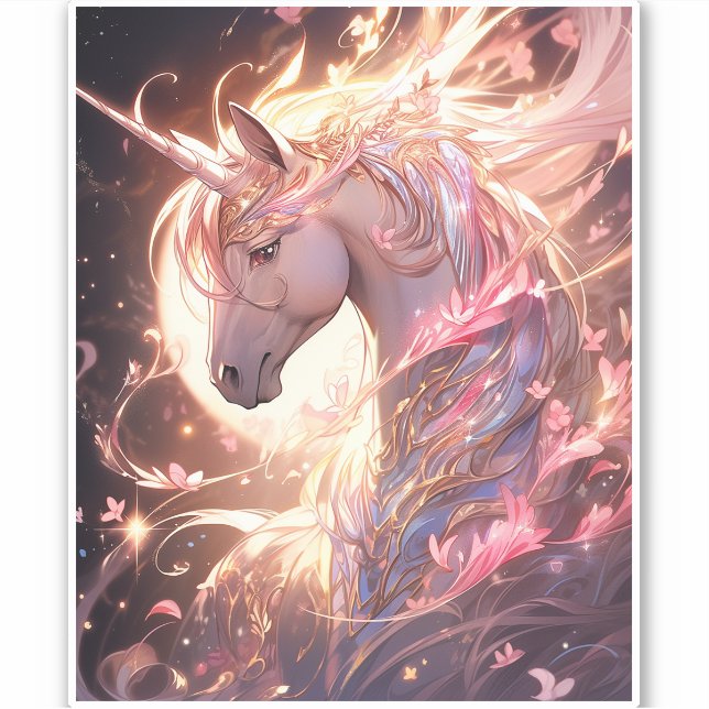 Pegatina Arte de fantasía de Unicorn (Anverso)