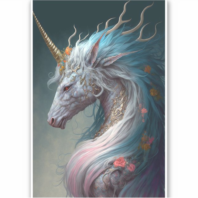 Pegatina Arte de fantasía de Unicorn Dragon (Anverso)